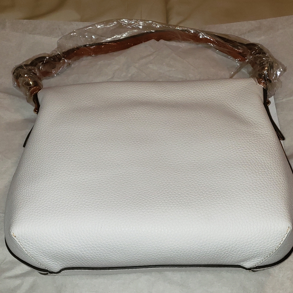 Dooney and Bourke Pebble Leather Twist Strap Hobo Bag Color White/Tan Trim NWT - Picture 5 of 13